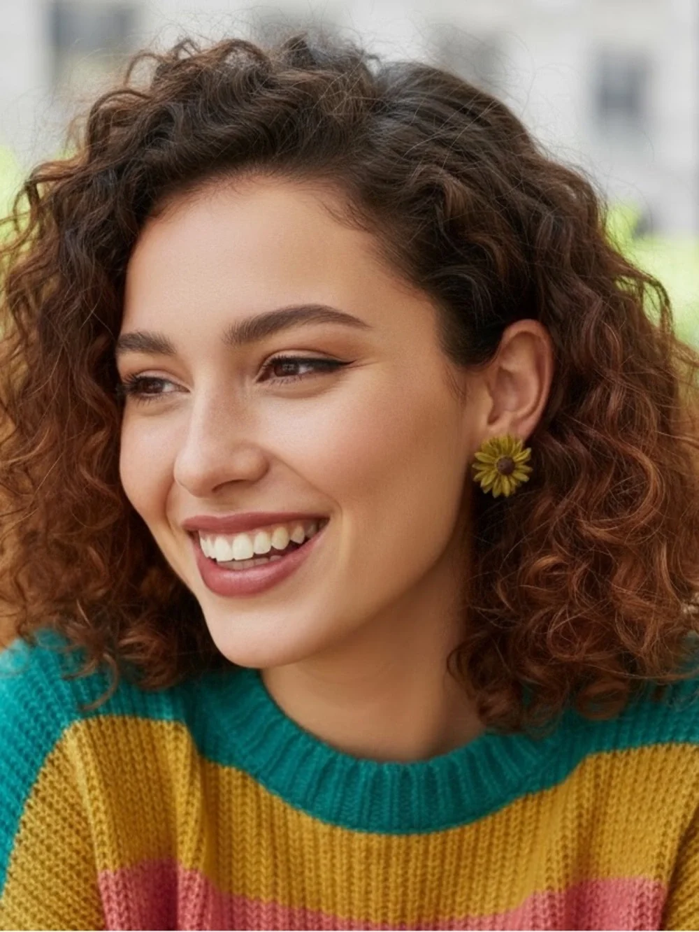 Handcrafted Sunflower Clay Stud Earrings
